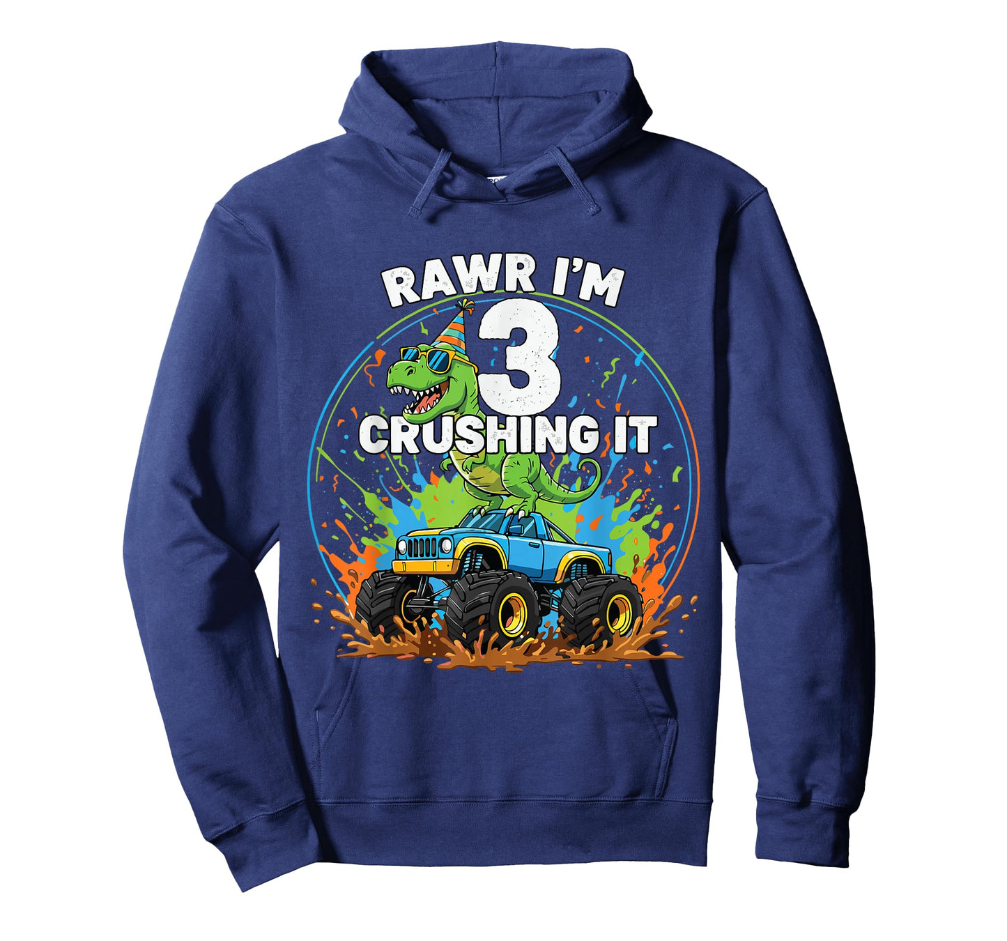 Rawr I'm Three Monster Truck Birthday 3 Year Old Boys Girls T-Shirt