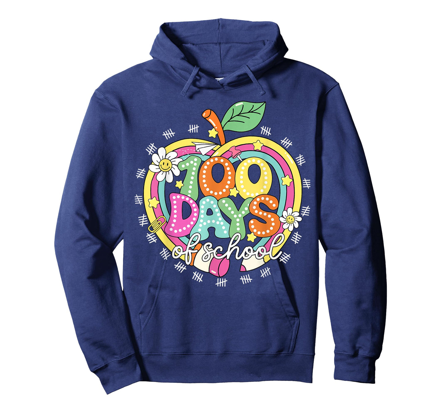Happy 100 Days of School Apple Pencil Boys Girls Teachers T-Shirt