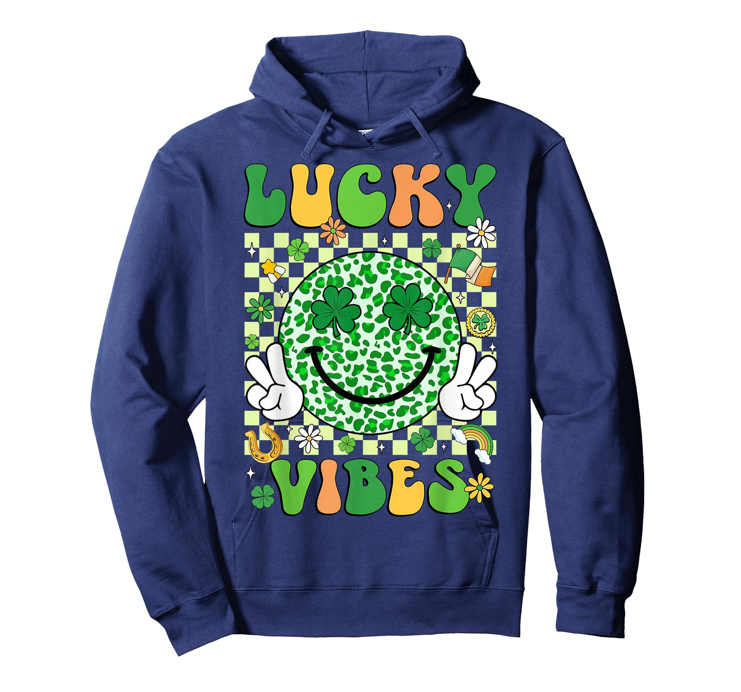 Groovy St Patricks Day Lucky Vibes Shamrock Women Men Kids T-Shirt