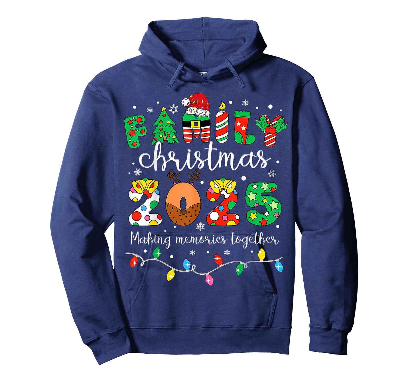 Merry Christmas Lights Santa Hat Xmas Family Matching Pajama T-Shirt