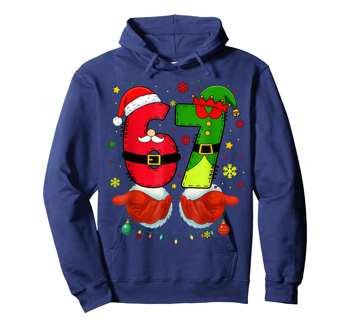 Funny Six Seven 67 Meme 6 7 Christmas Santa Hand Boys Teens T-Shirt