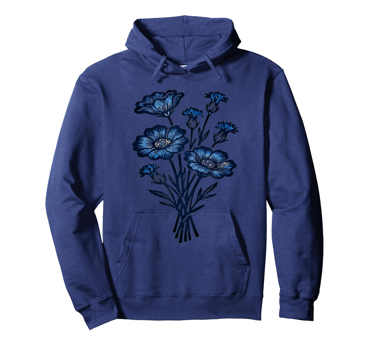 Vintage Indigo Blue Floral Wildflowers Botanical Nature Art T-Shirt
