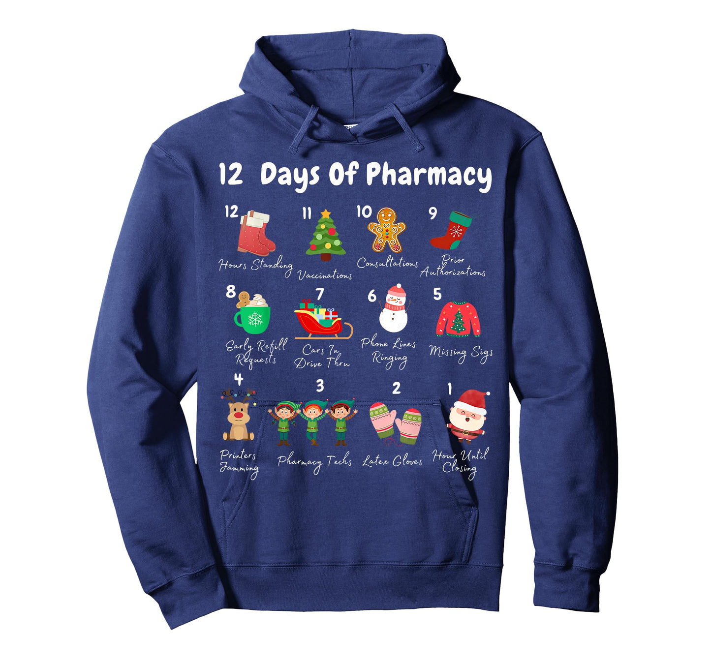 12 Days of Pharmacy Christmas Pharmacist Tech CPhT Pajama T-Shirt