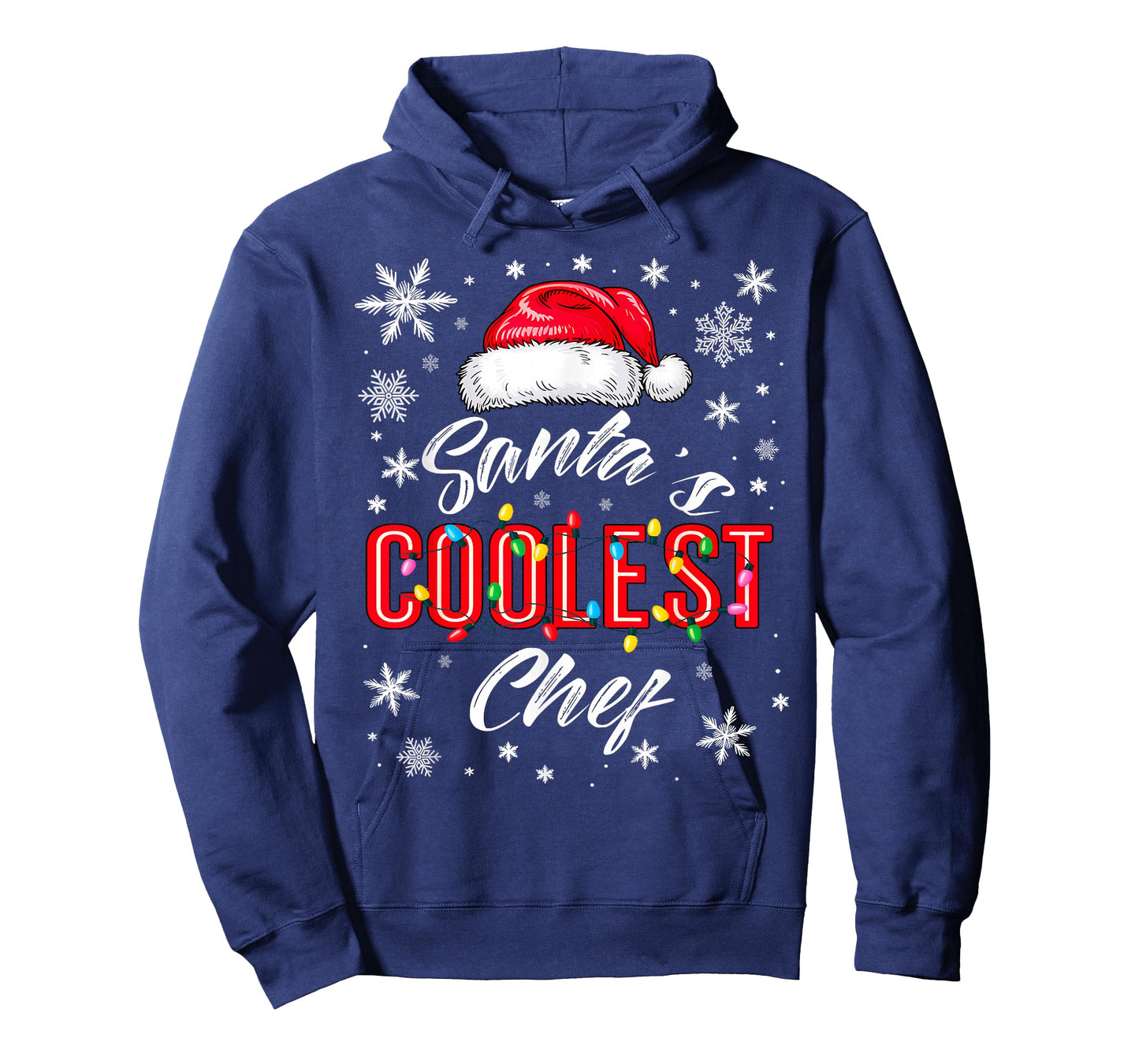 Santa's Coolest Chef Christmas Lights Snowflake Kitchen T-Shirt
