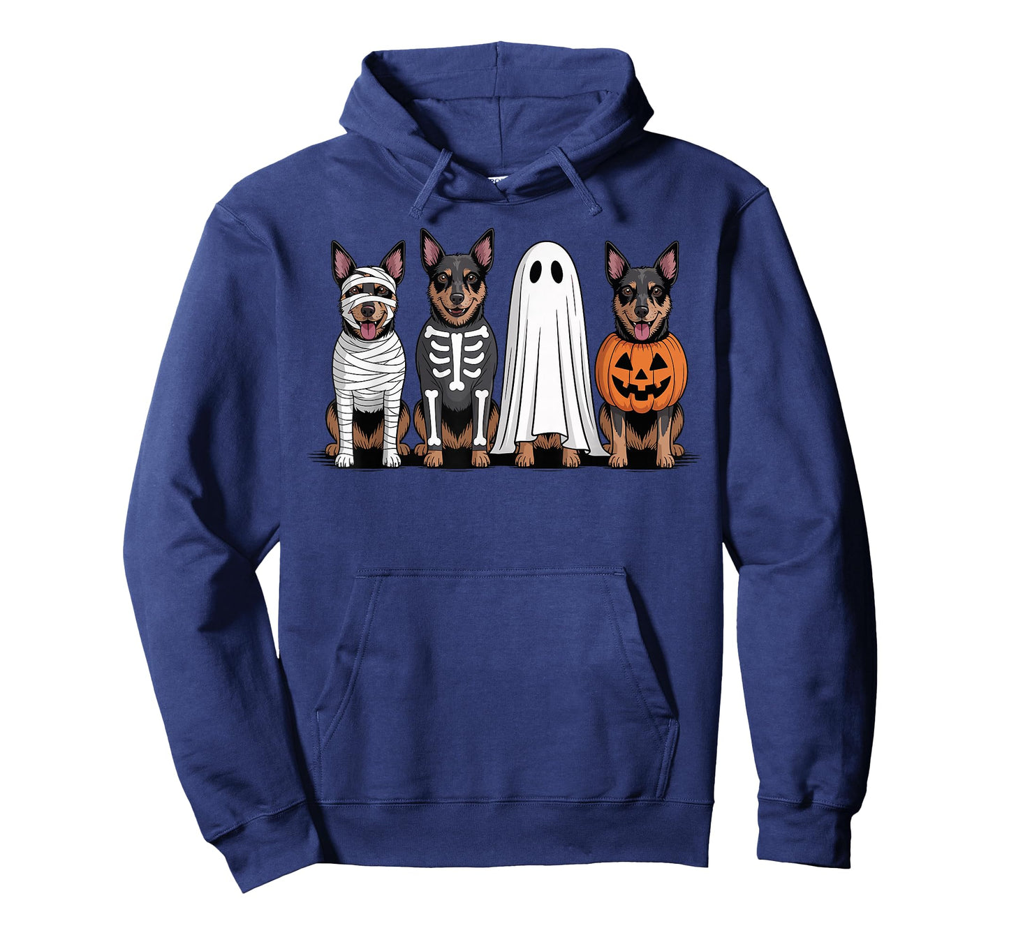 Spooky Ghost Australian Kelpie Pumpkin Halloween Skeleton T-Shirt