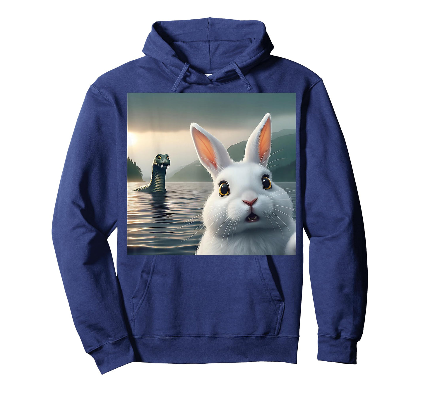 Surprised Rabbit Selfie with Loch Ness Monster Nessie Funny T-Shirt