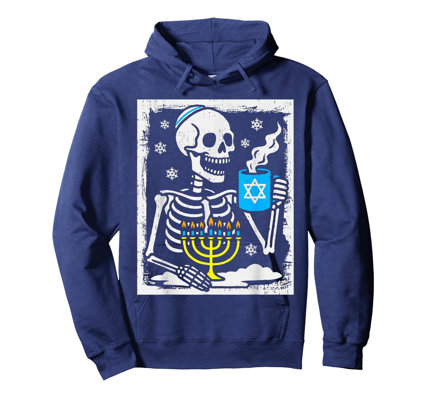 Hanukkah Skeleton Coffee Dreidel Jewish Menorah Chanukah T-Shirt