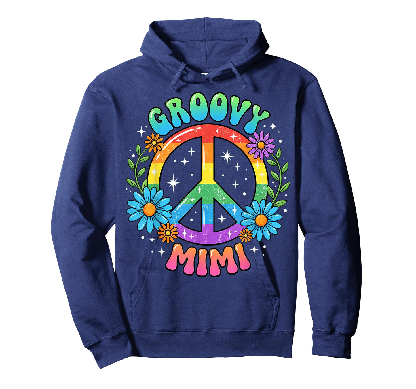 Funny Groovy Mimi Floral Hippie Grandmother Mom Mother Retro T-Shirt
