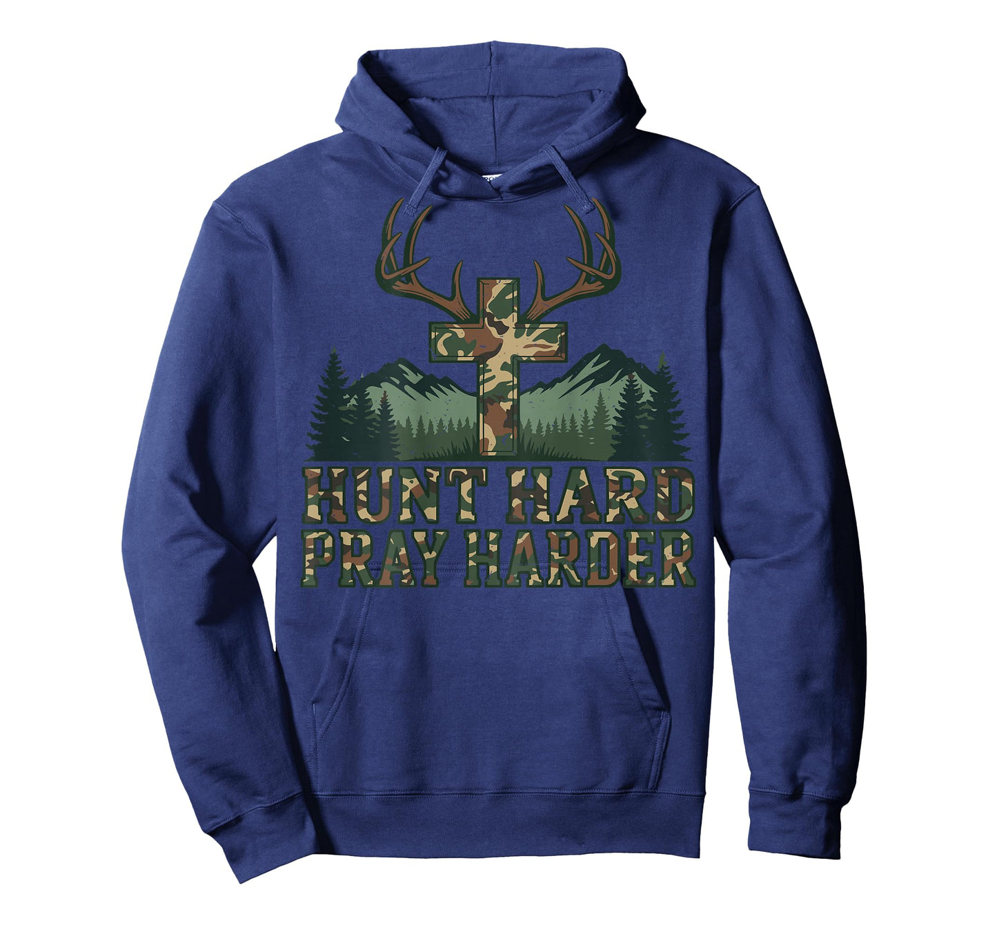 Youth Camo Christian Deer Hunting Cross Hunt Hard Pray Faith T-Shirt