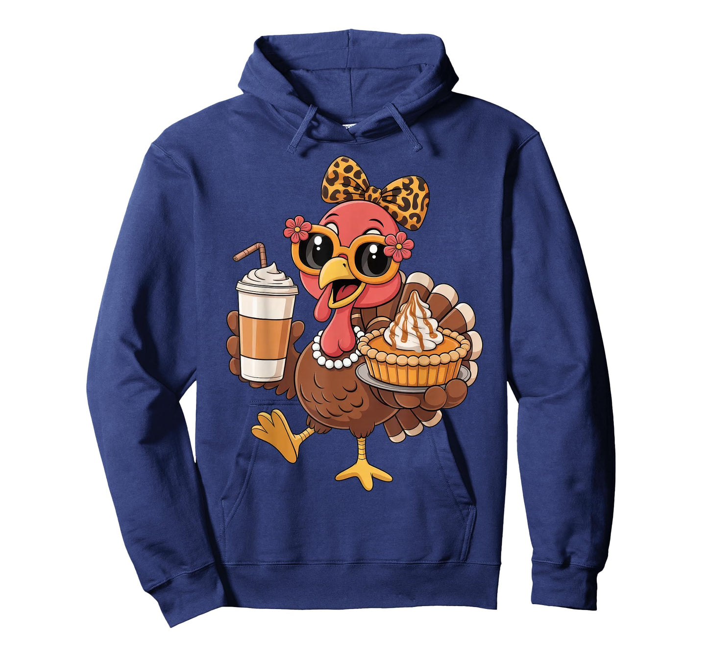 Turkey Drinking Coffee Bow Thanksgiving Leopard Women T-Shirt