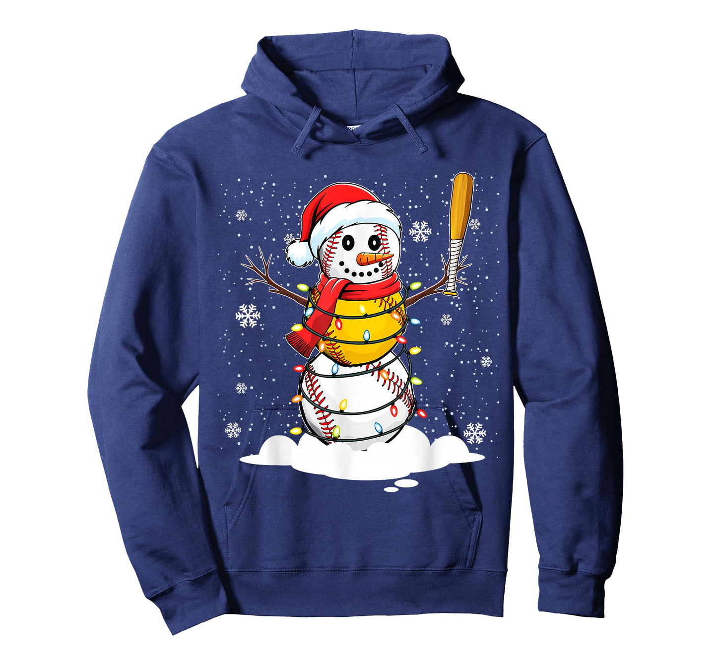 Santa Hat Snowman Xmas Funny Baseball Softball Christmas T-Shirt