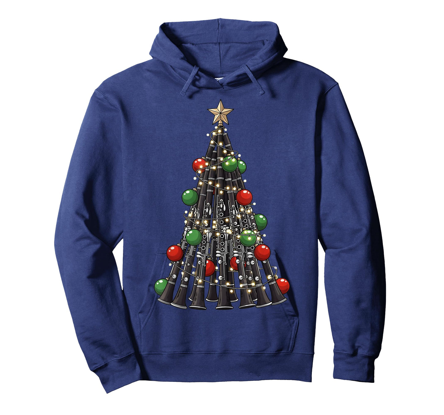 Funny Clarinet Player Christmas Tree Lights Xmas Boys Men T-Shirt