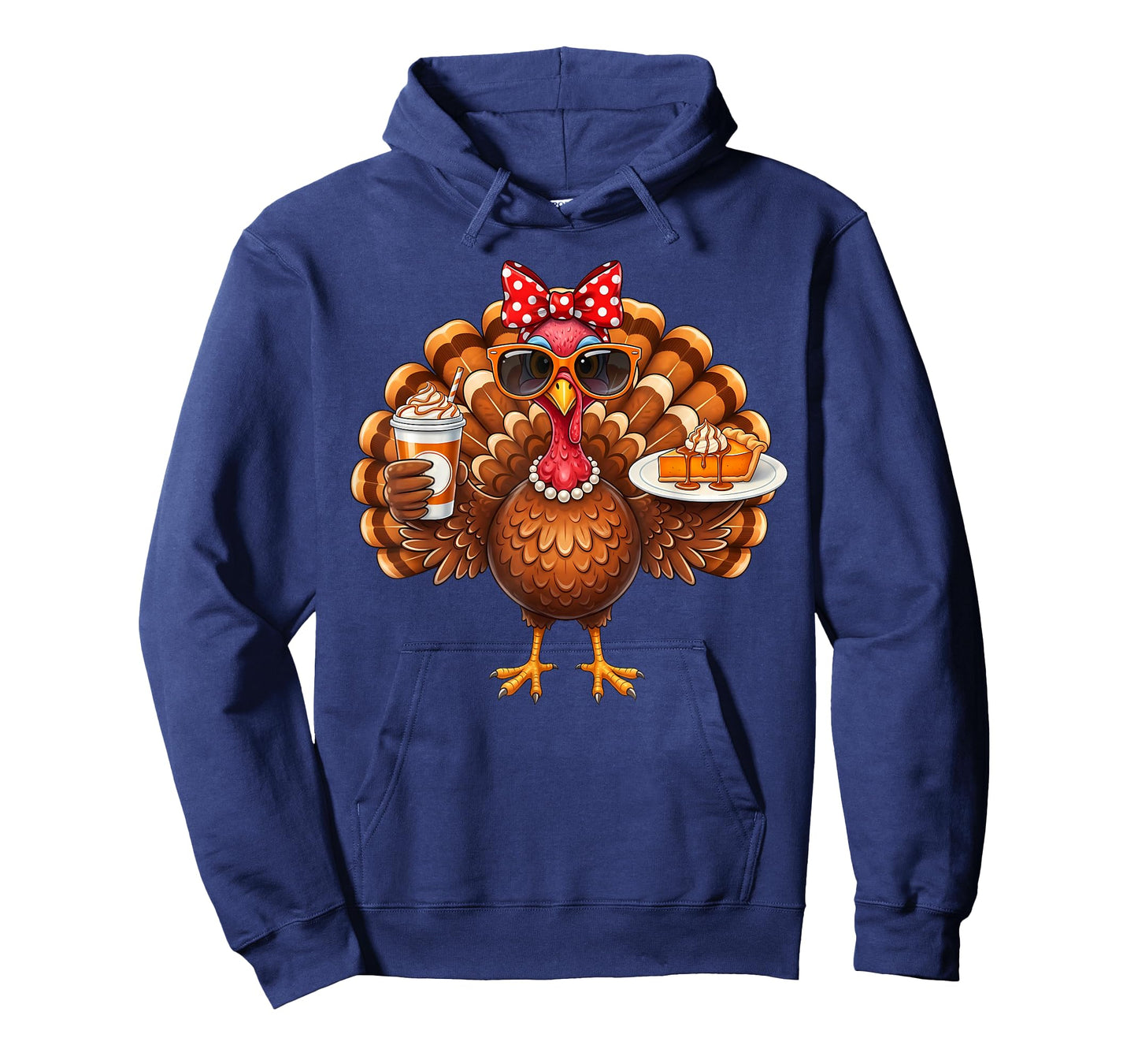 Women Turkey Drinking Coffee Bow Thanksgiving Turkey Day T-Shirt