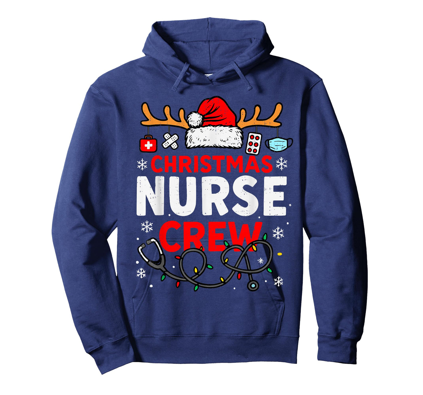 Funny Christmas Nurse Crew Stethoscope Santa Lights Holiday T-Shirt
