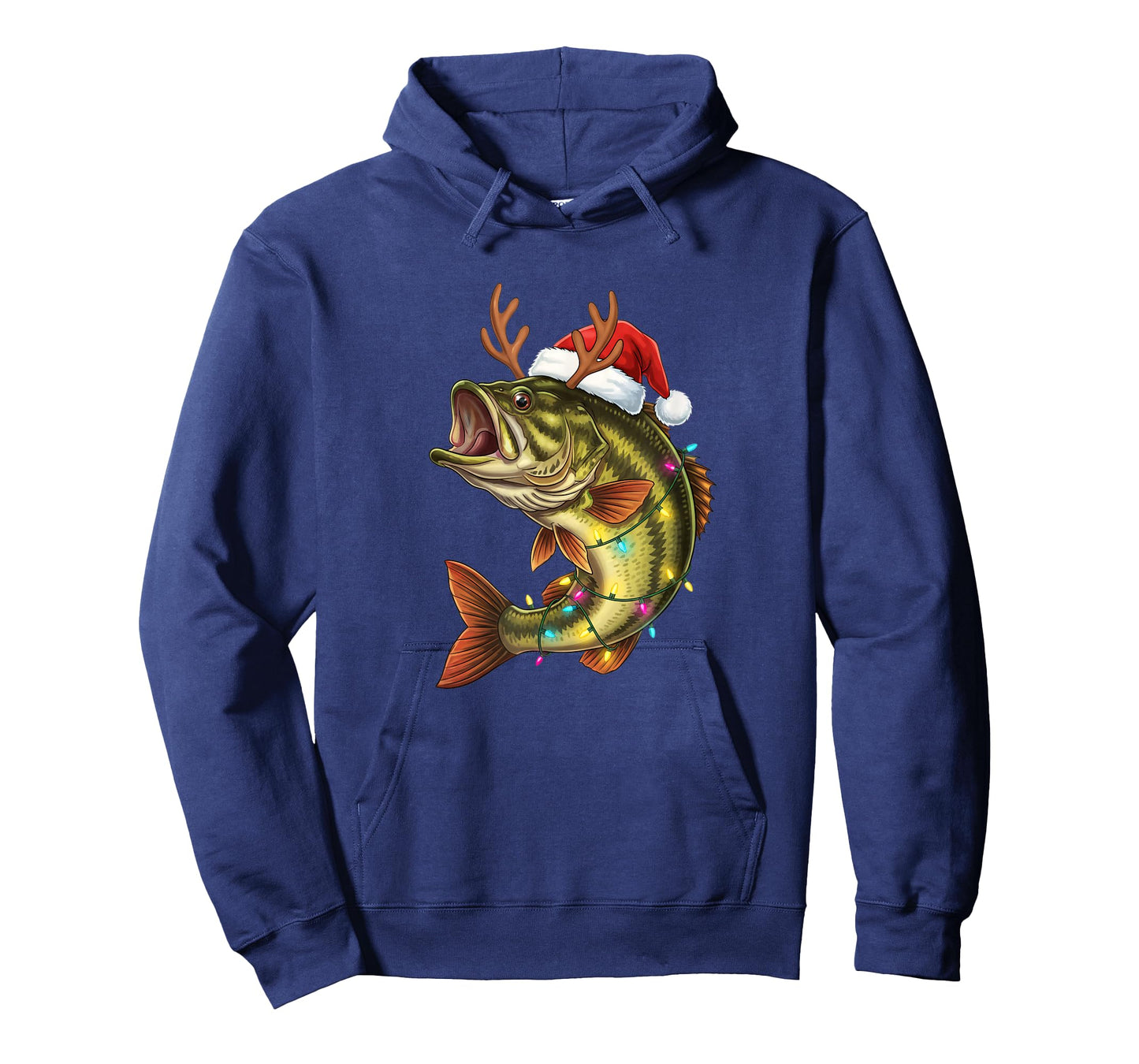 Christmas Bass Santa Hat with Lights Funny Fishing Xmas Angl T-Shirt