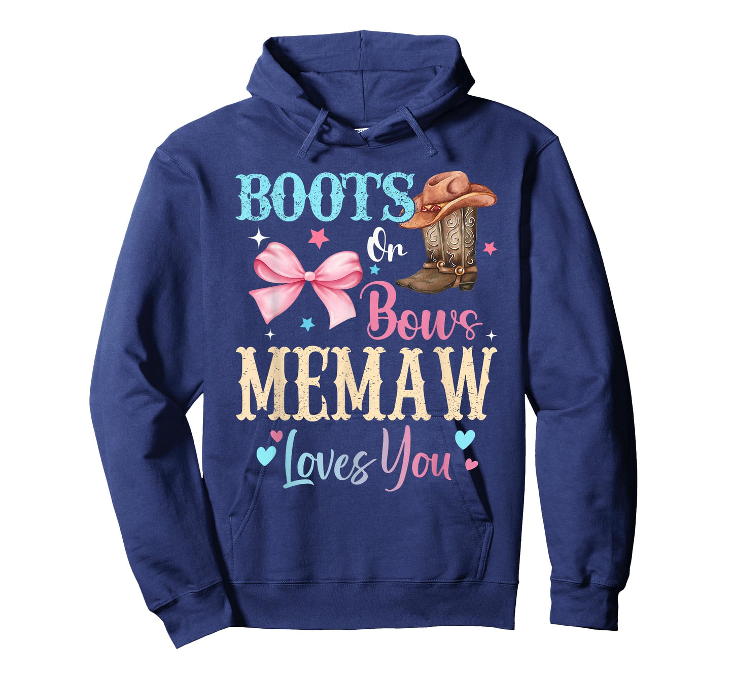 Boots or Bows Memaw Loves You Gender Reveal Family T-Shirt