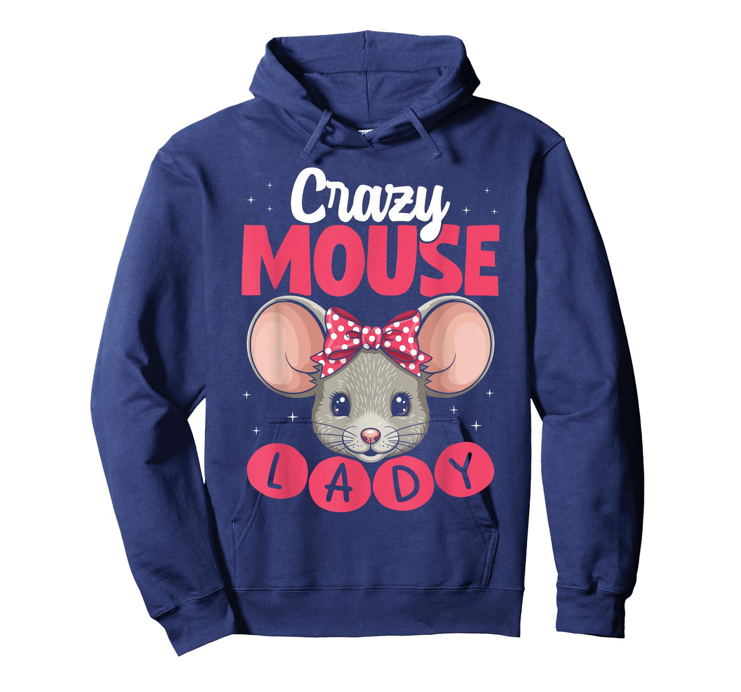 Crazy Mouse Lady Graphic with Hair Ribbon Girls Cute Mouse T-Shirt