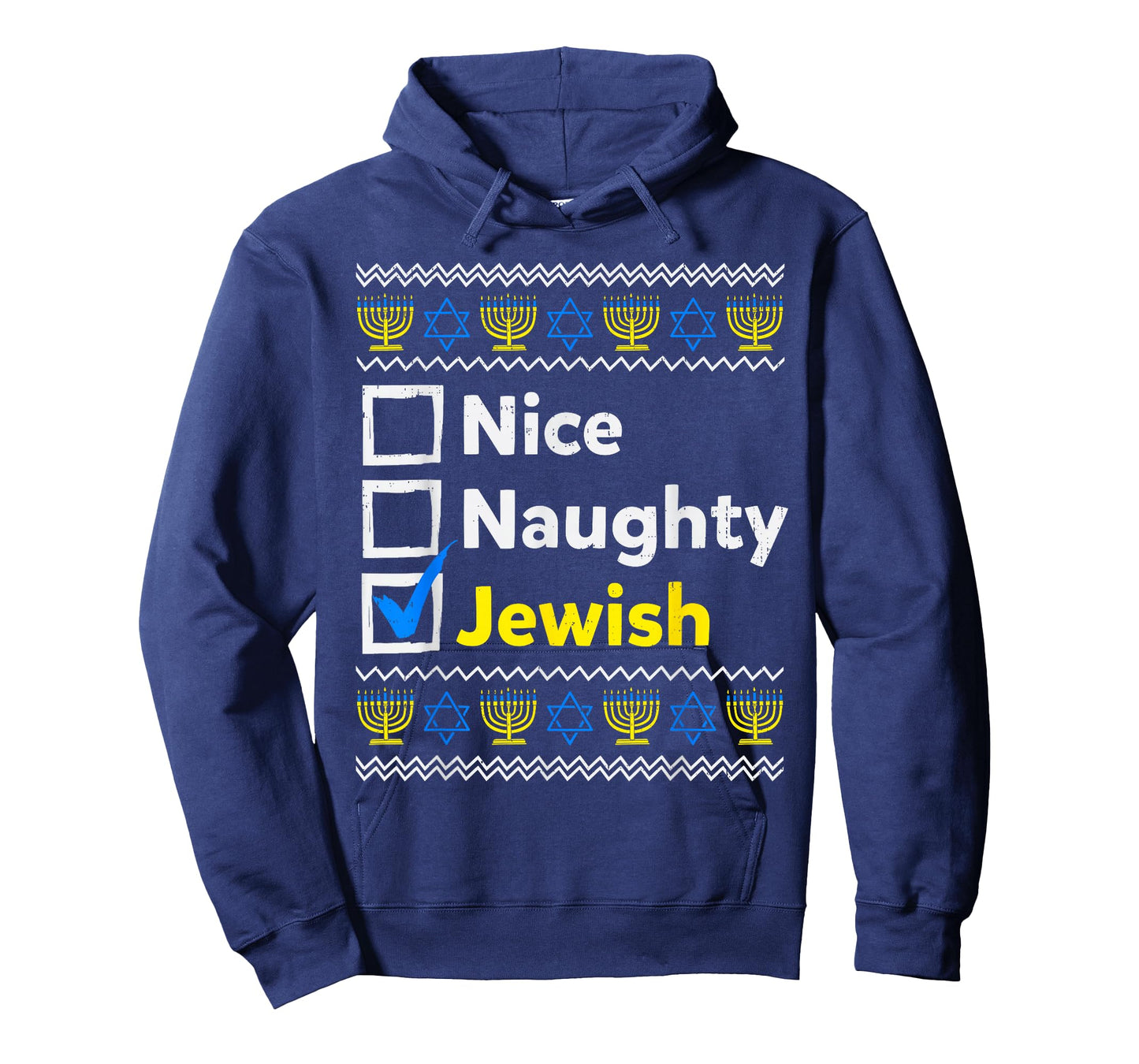 Nice Naughty Jewish Christmas Ugly Hanukkah Menorah Chanukah T-Shirt