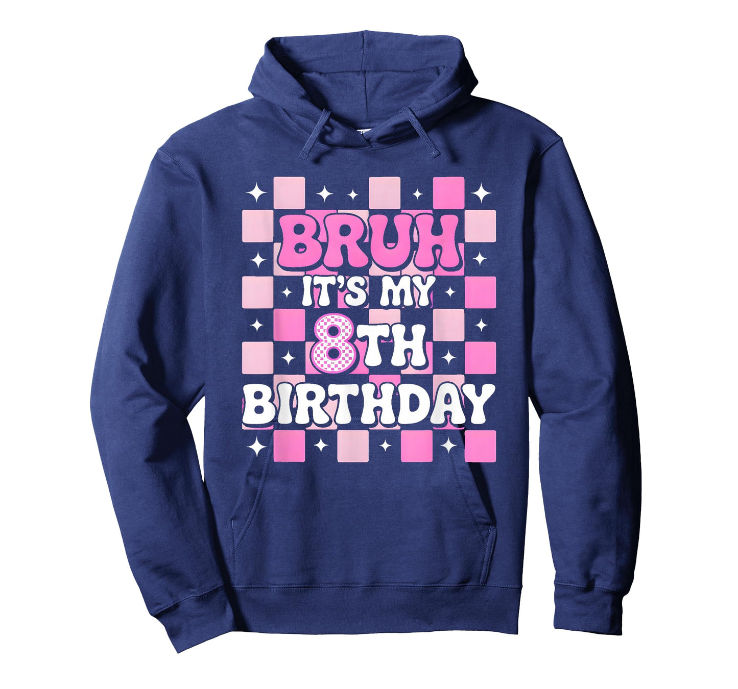8th Birthday Bruh Pink Checkered Trendy Birthday Girl T-Shirt