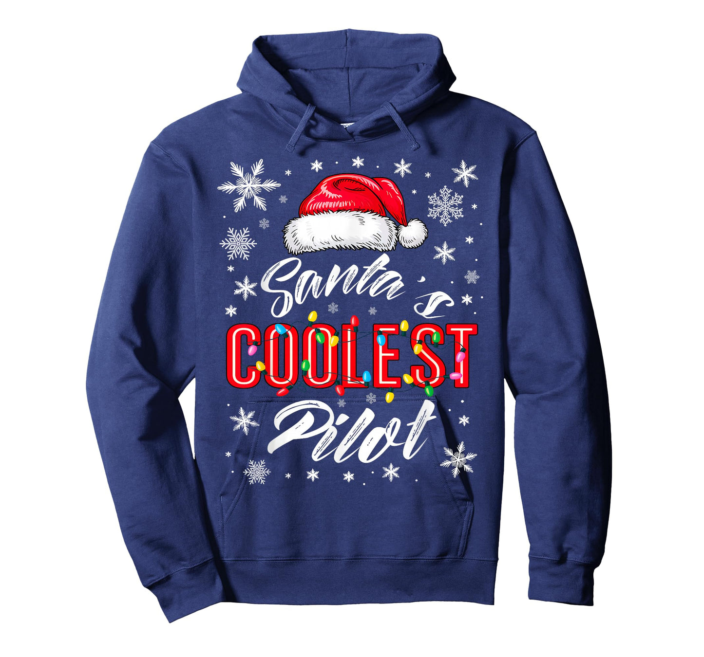 Santa's Coolest Pilot Christmas Lights Snowflake Flight Crew T-Shirt