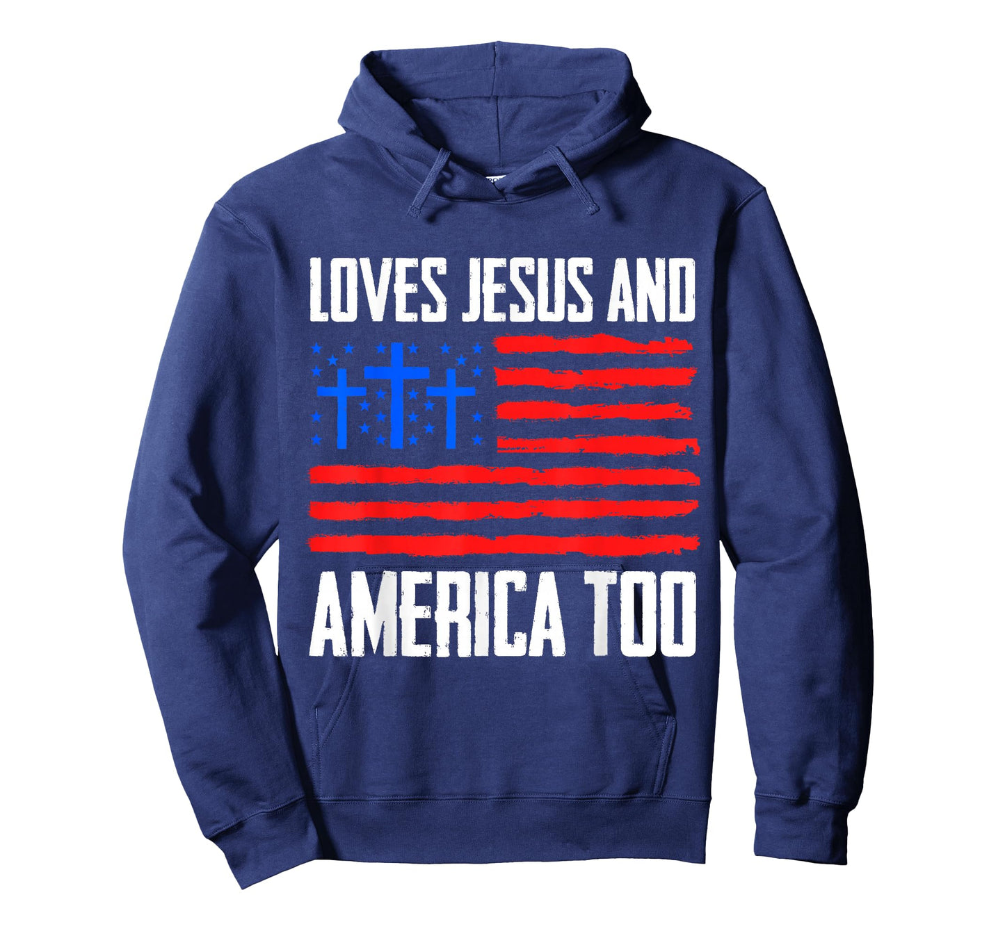 Loves Jesus and America Too 4th of July Gifts Independence T-Shirt
