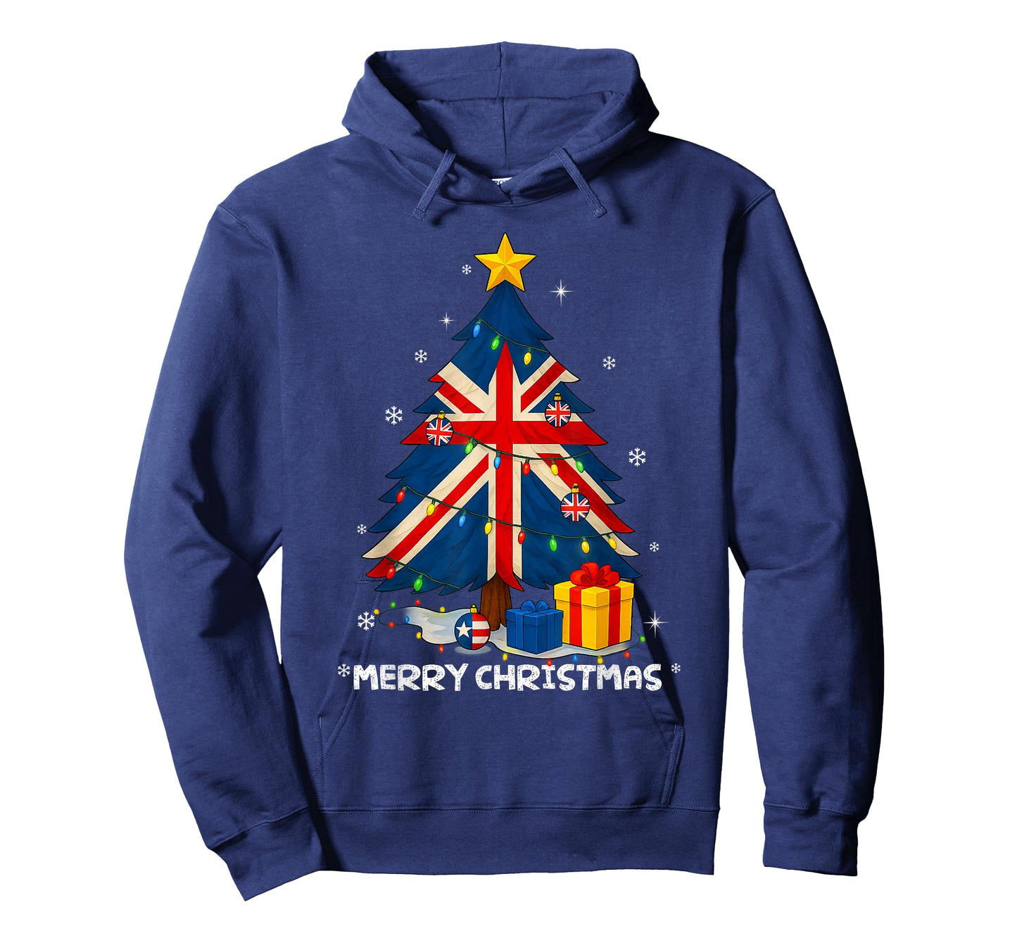 British Flag Tree Lights Christmas Pajamas -Country Xmas T-Shirt