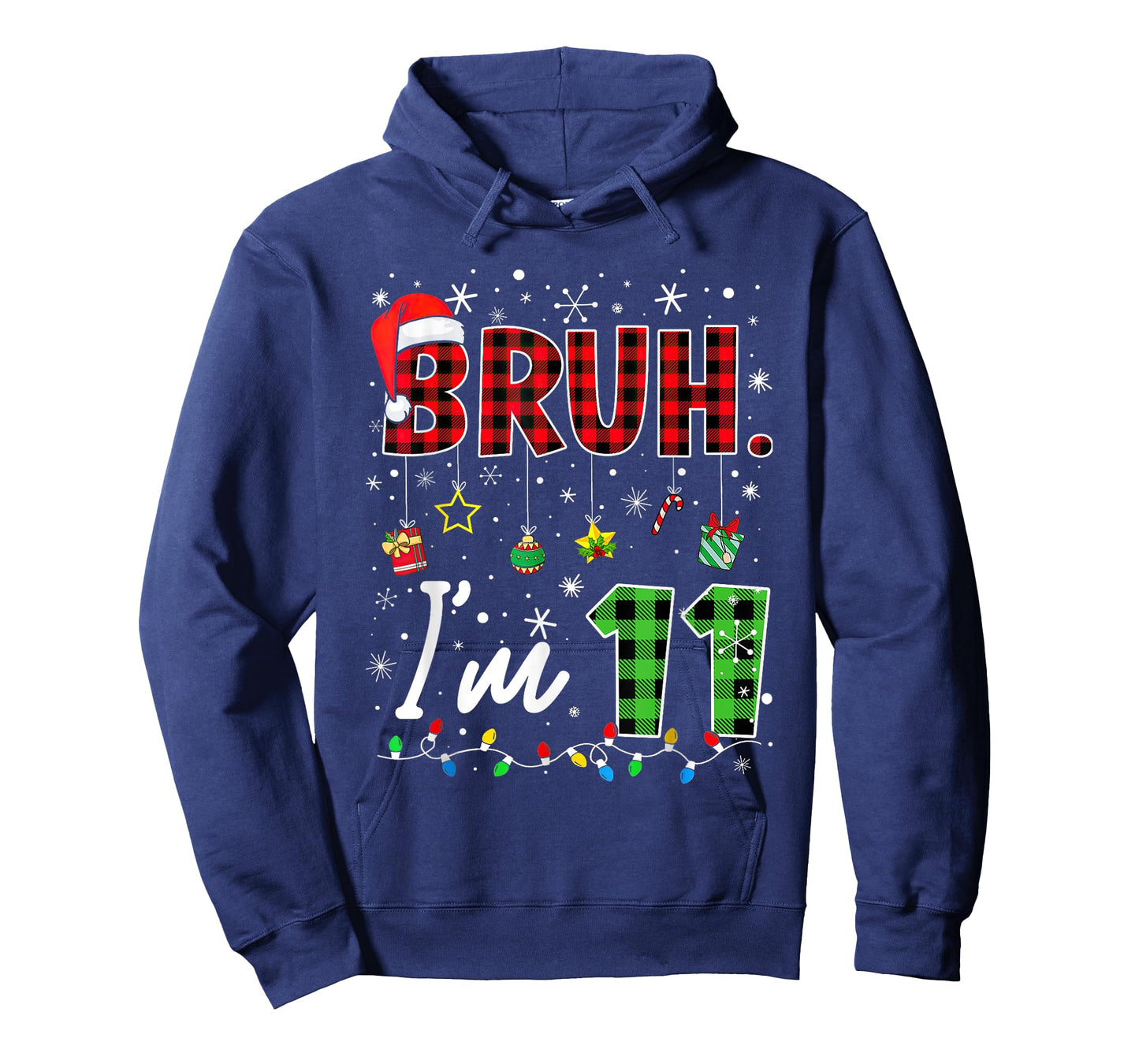 Bruh I'm 11 Years Old Christmas Red Plaid 11th Bday Pajamas T-Shirt