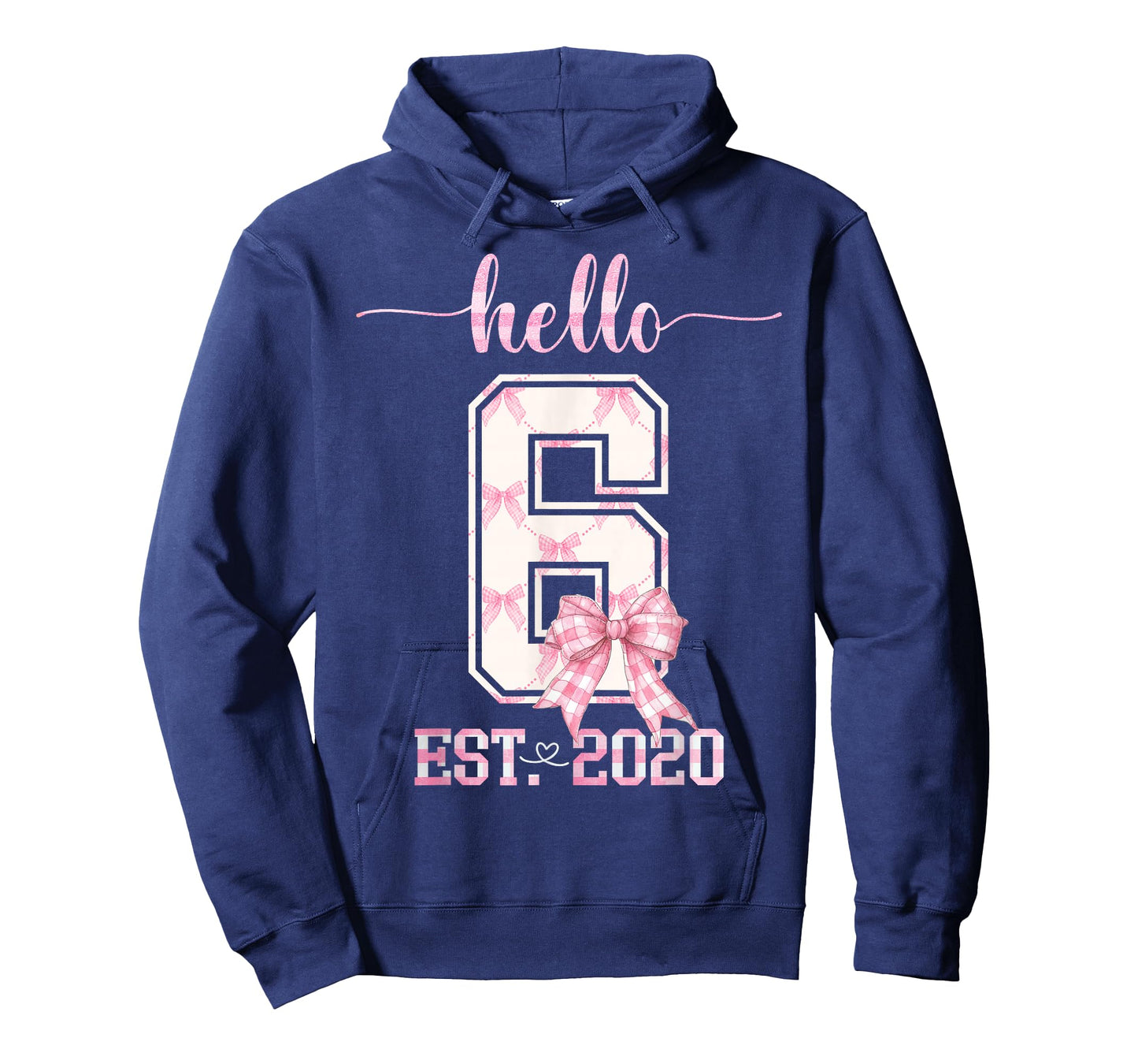 Hello 6 Est 2020 6th Birthday Girl Cute Pink Coquette Bow T-Shirt