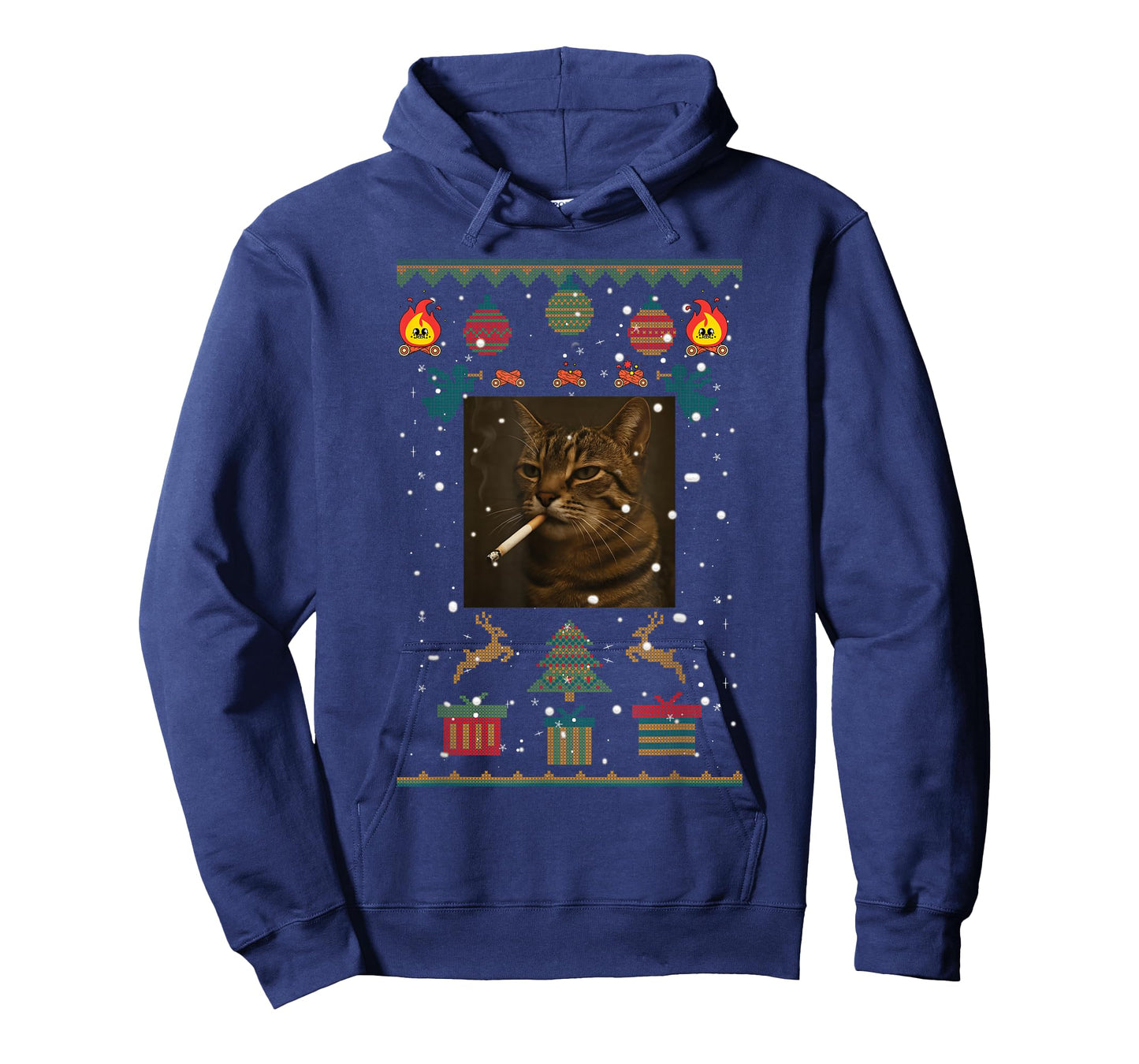 Smoking Cat Cigarette Meme Sarcasm Ugly Christmas Sweater T-Shirt
