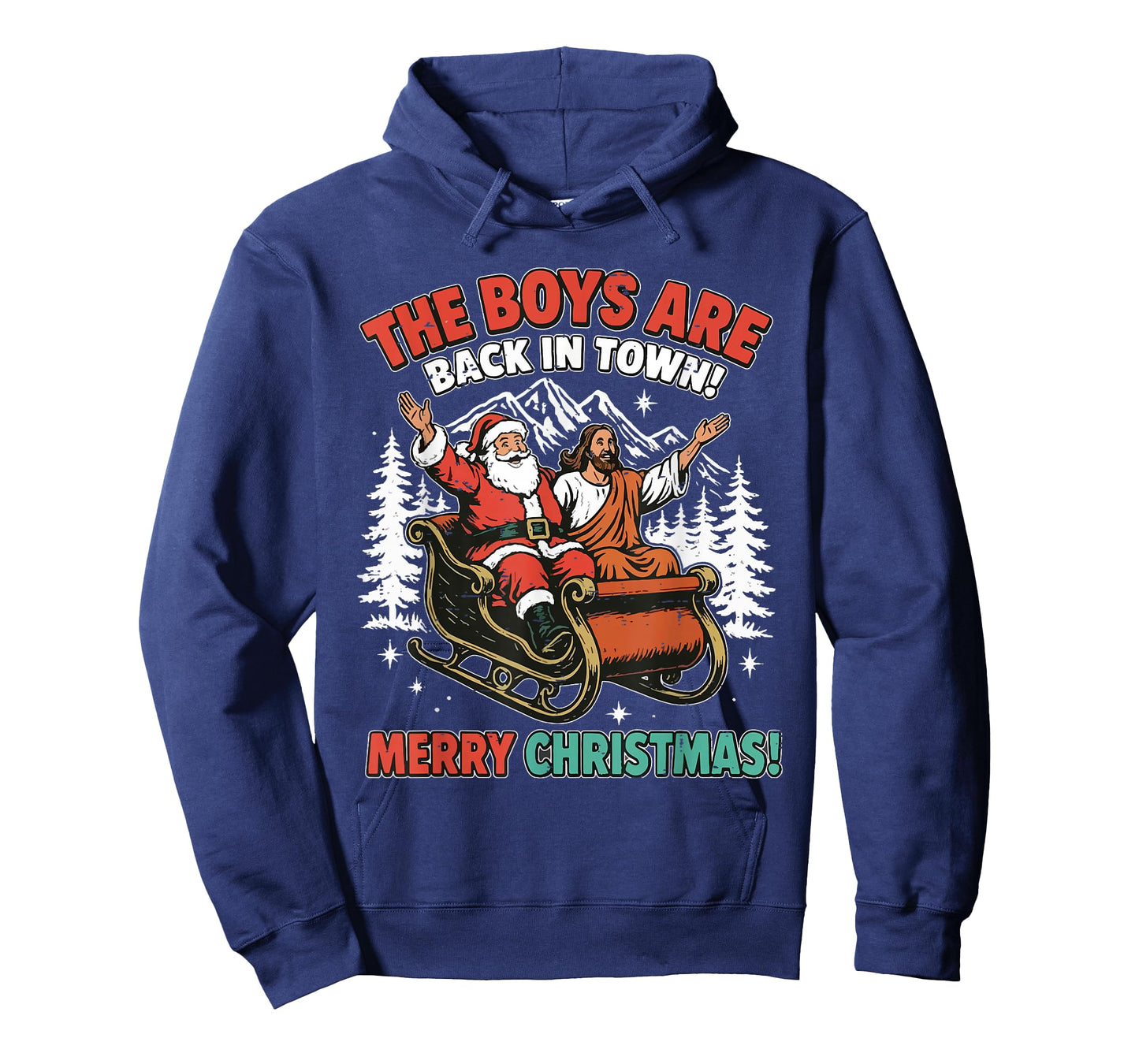 Vintage The Boys are Back in Town Christmas Santa Jesus Xmas T-Shirt