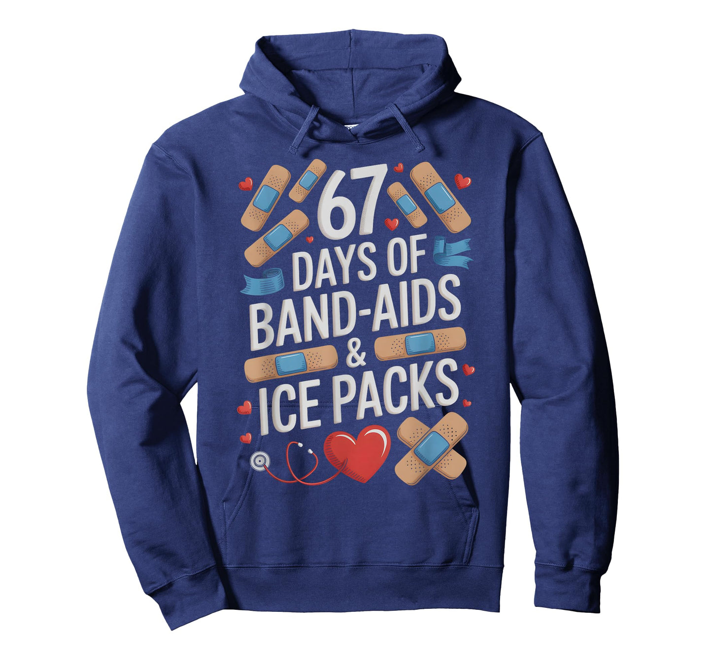 I Teach PE 67 Days of ICEPACKS School Nurse I Survived Joke T-Shirt