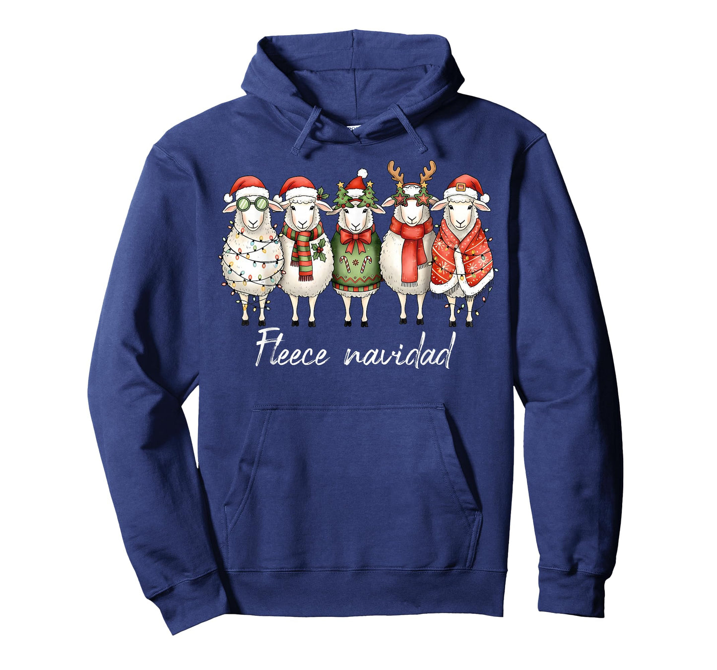 Fleece Navidad Sheep Christmas Lights Dinner Family Festival T-Shirt