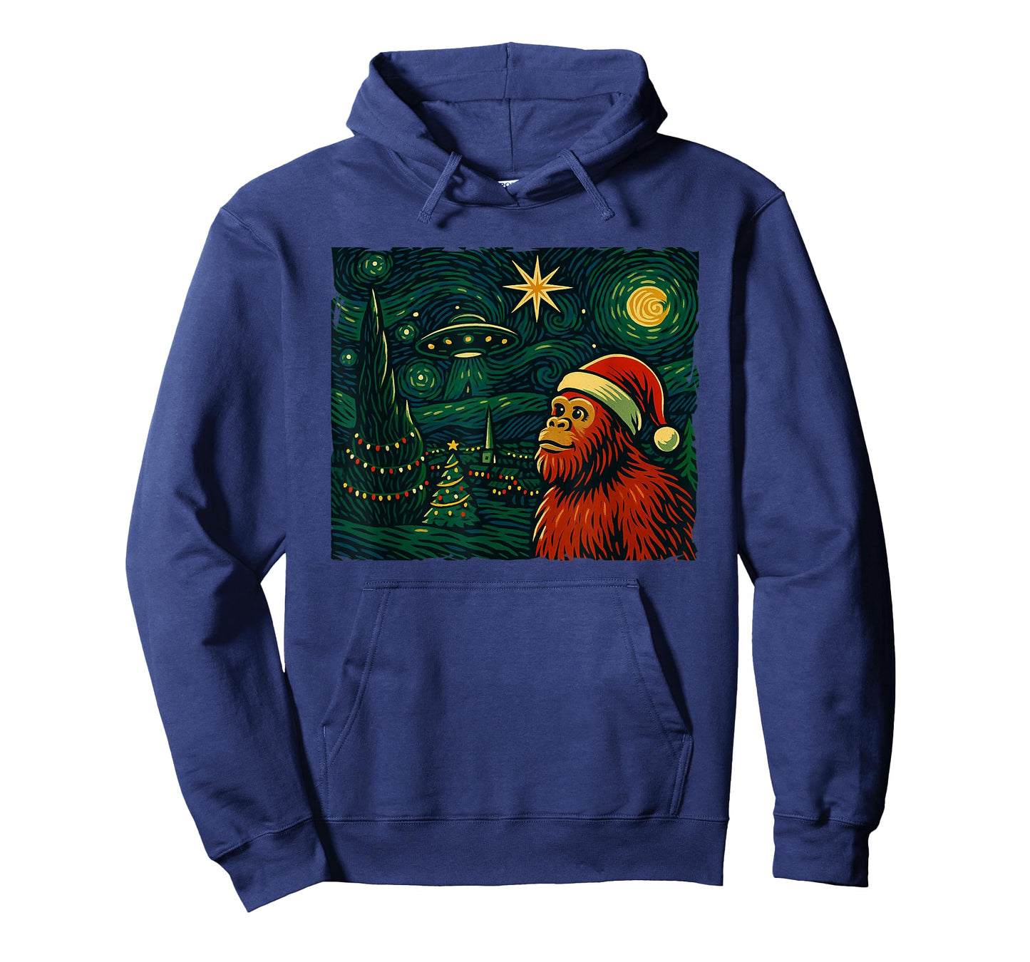 Funny Bigfoot Starry Night Christmas Art Holiday Party T-Shirt