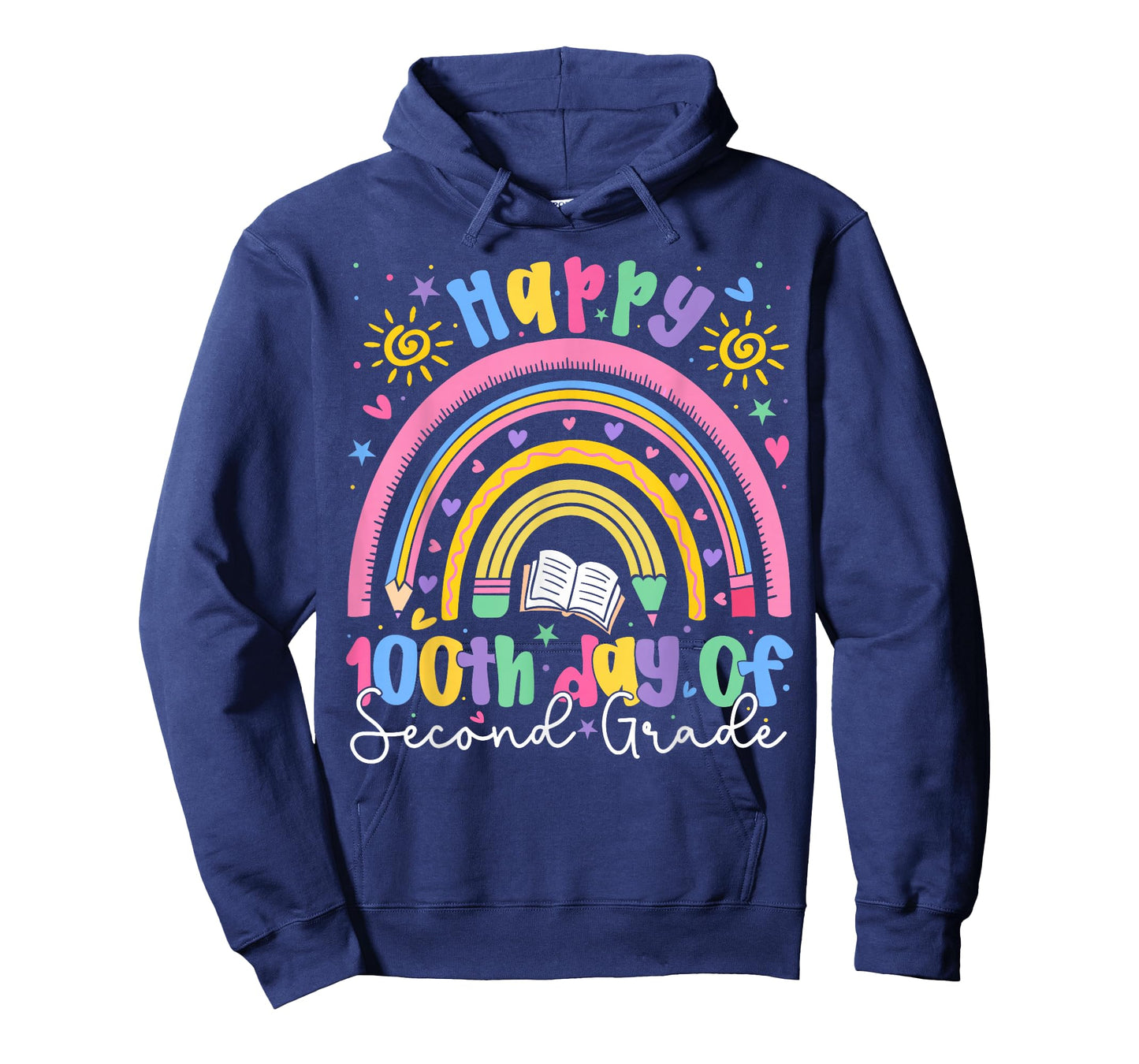 Happy 100th Day of 2nd Grade Teacher Kids Rainbow Boy Girl T-Shirt