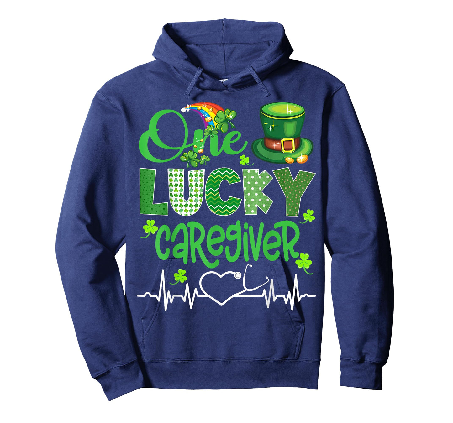 One Lucky Caregiver Shamrock Stethoscope St Patricks Day T-Shirt