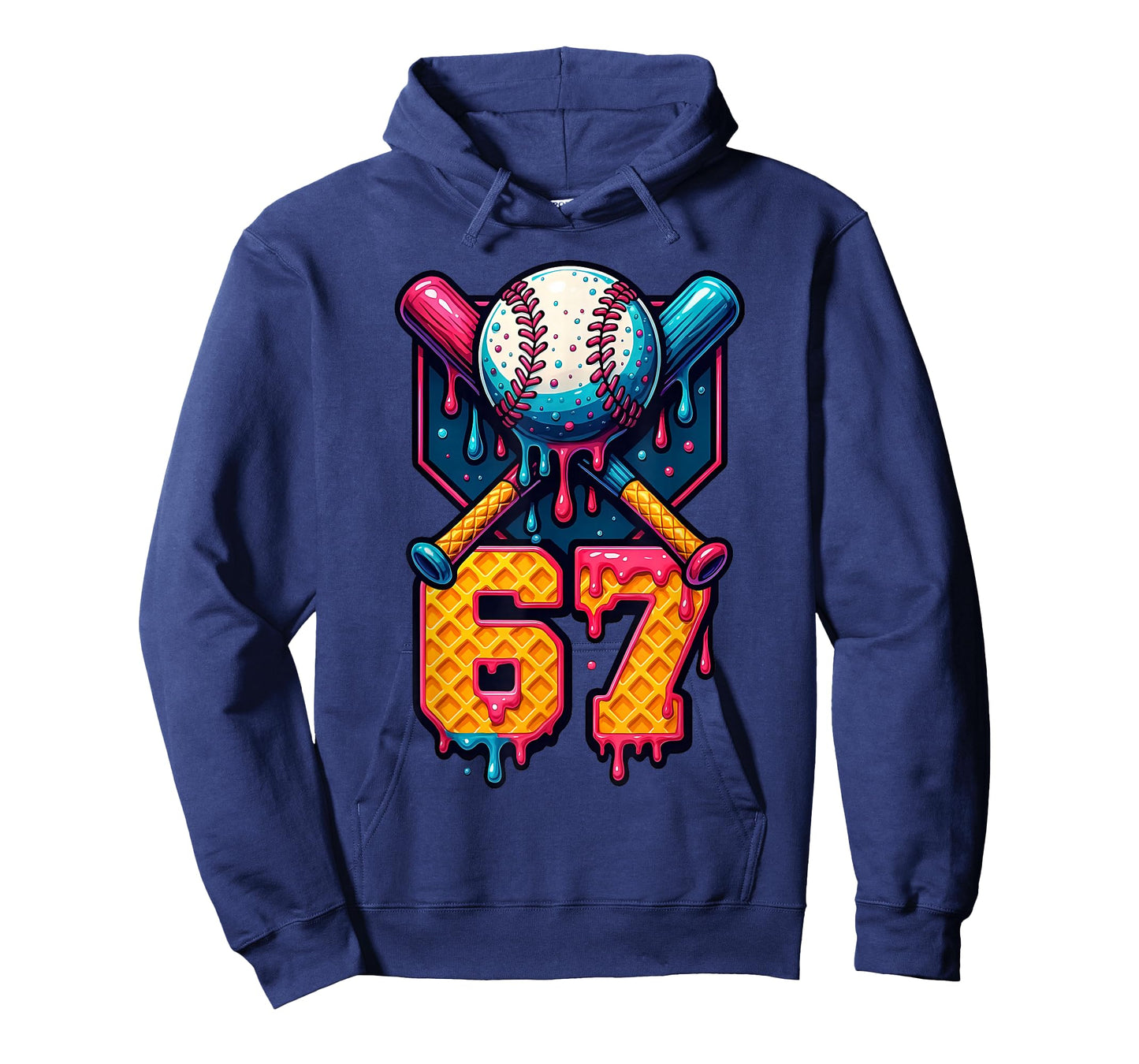 Baseball Ice Cream Drip Number 67 Player 6 7 6-7 Meme Sport T-Shirt