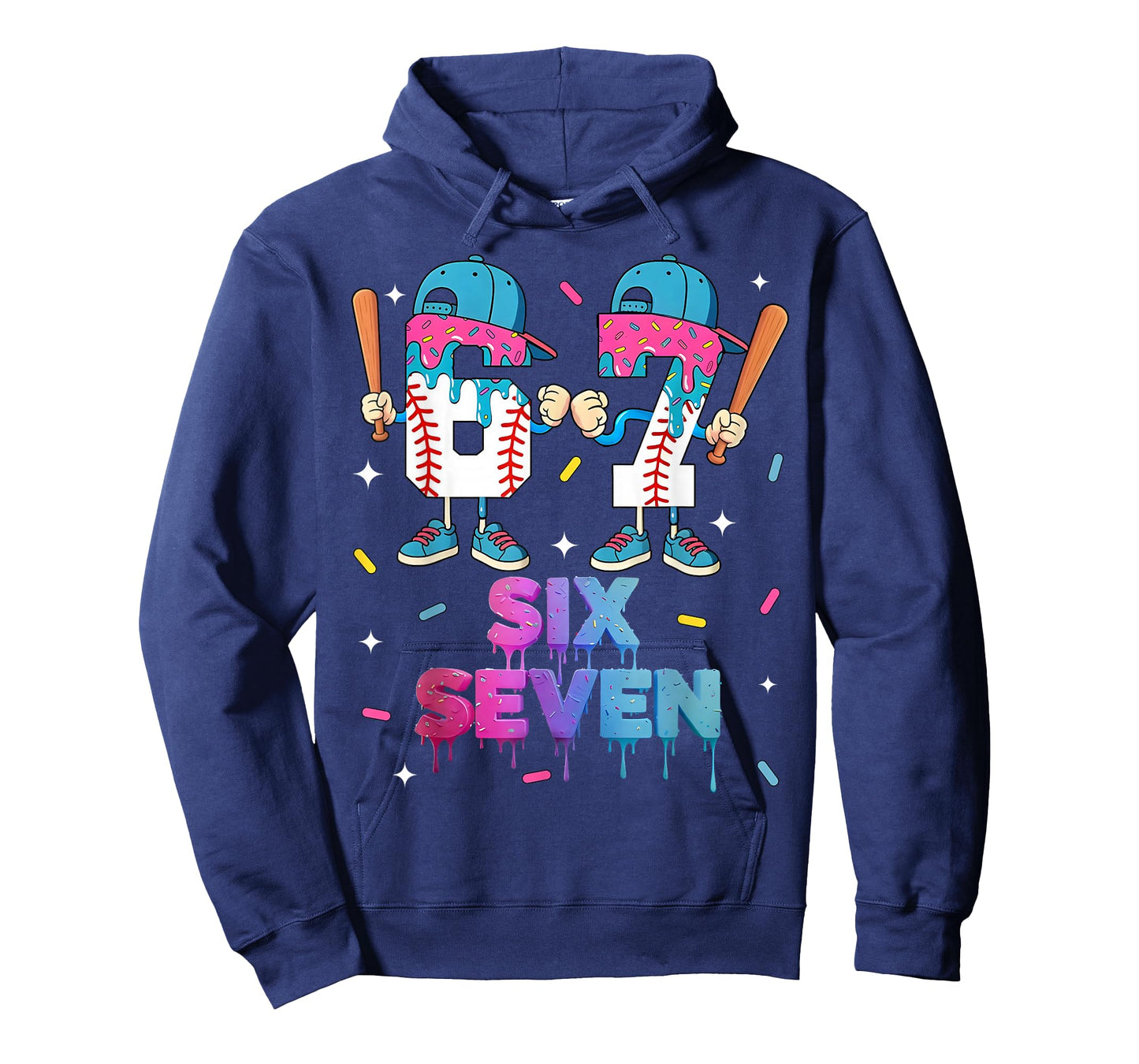 Six Seven Baseball Ice Cream Drip 6 7 Meme Gen Alpha Slang T-Shirt