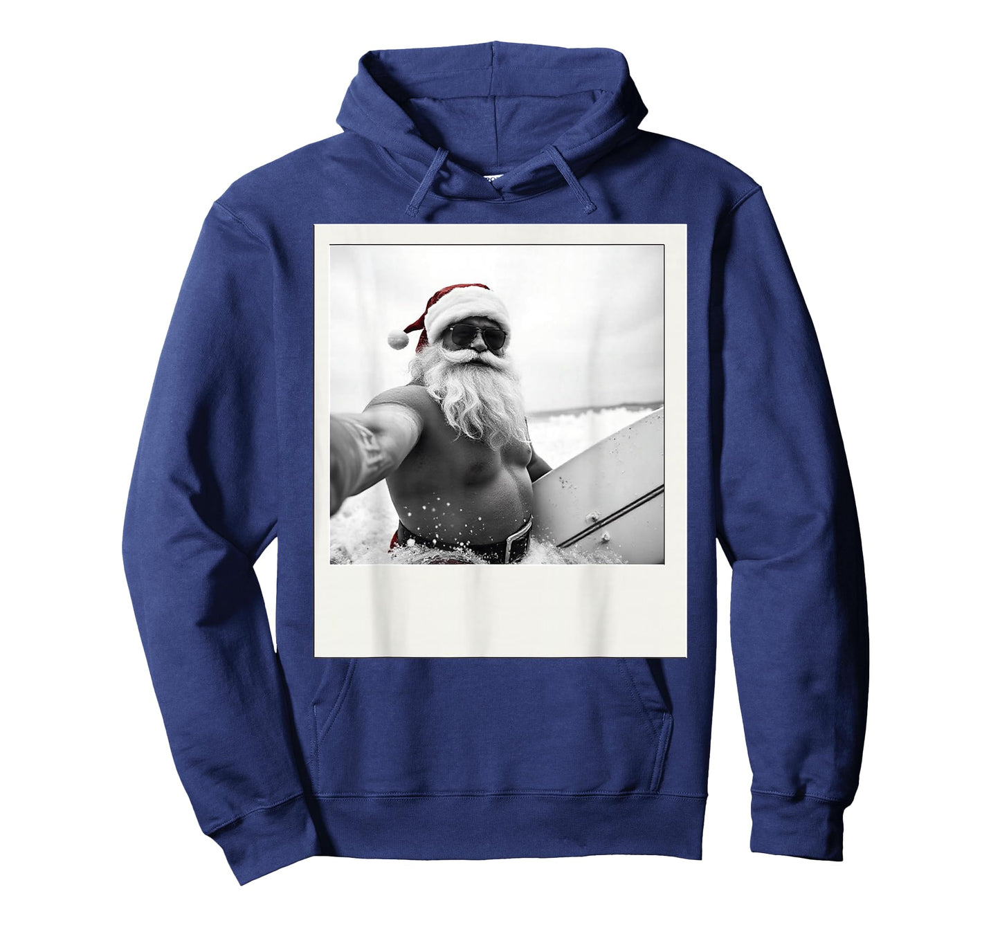 Santa Claus Surf Board Beach Funny Christmas Selfie Novelty T-Shirt