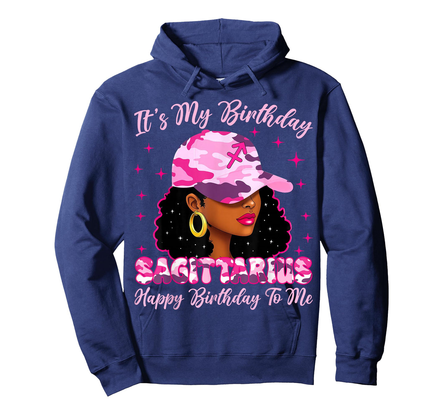 It's My Birthday Sagittarius Black Woman Pink Camo T-Shirt