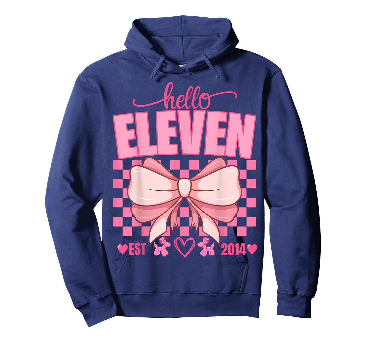 11th Birthday Girl Hello Eleven Est 2014 Pink Coquette Bow T-Shirt
