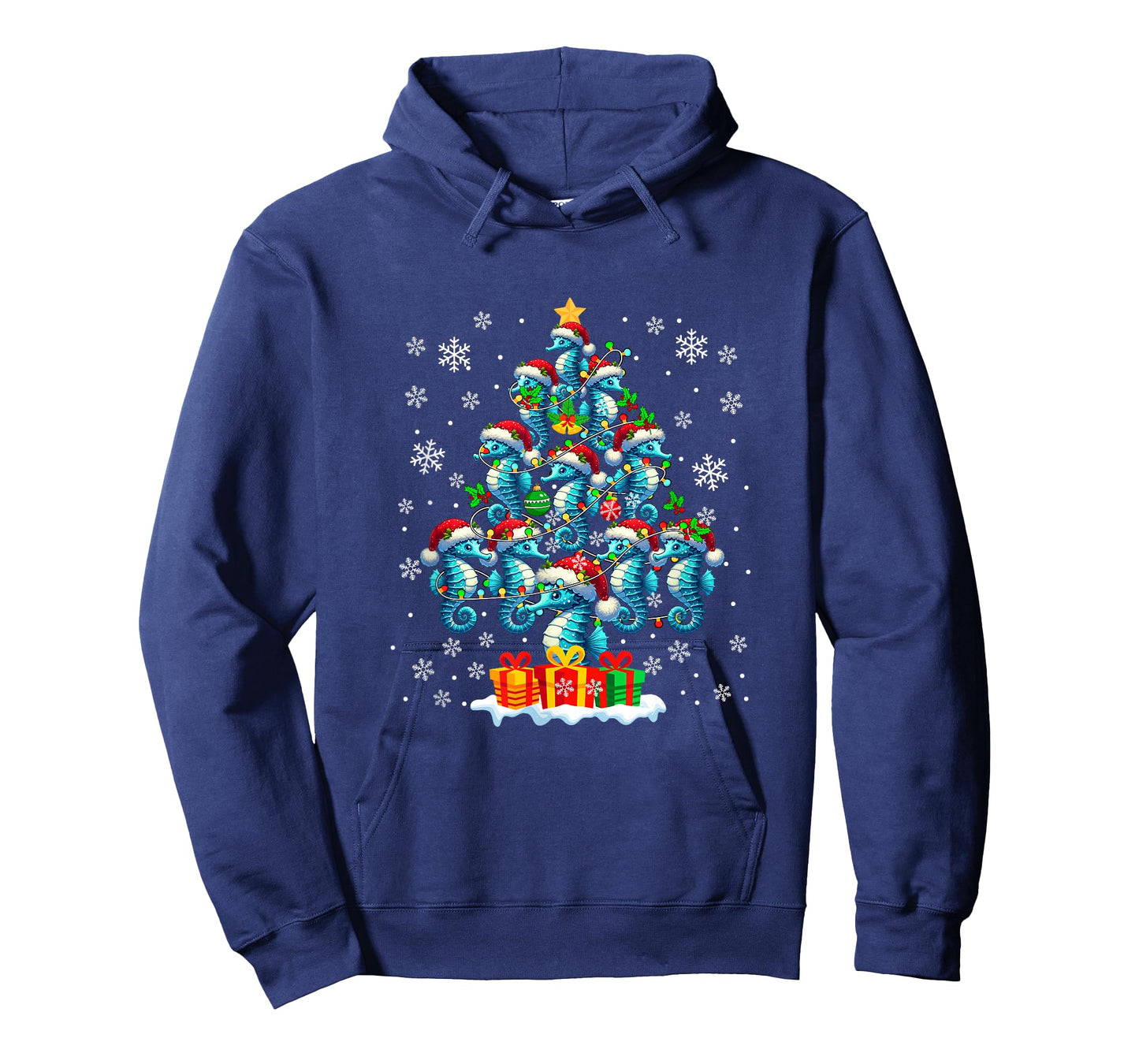 Group Santa Seahorses As Christmas Tree Colorful Lights T-Shirt