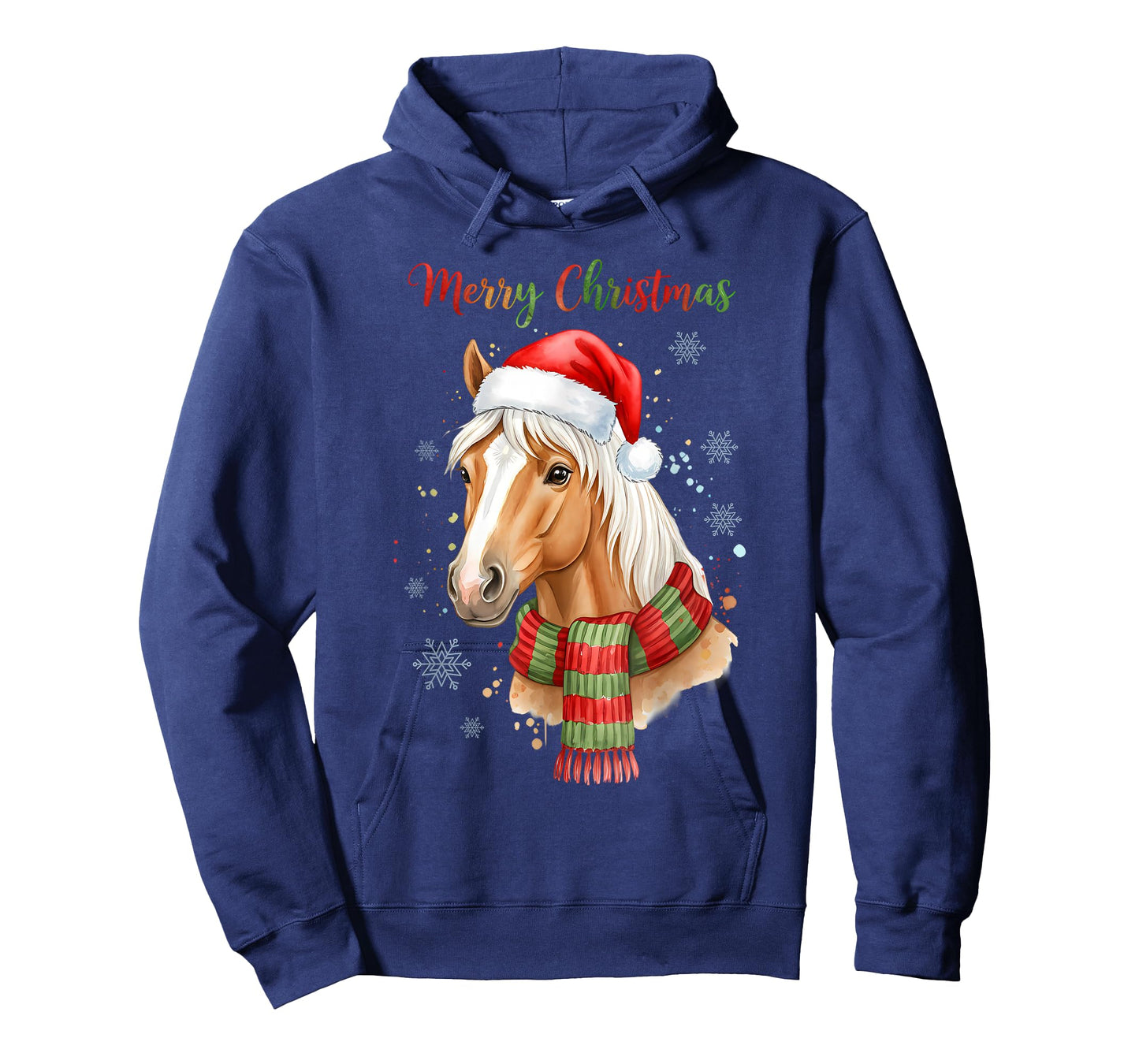 Horse Santa Hat Christmas Lights Family Matching Winter Xmas T-Shirt