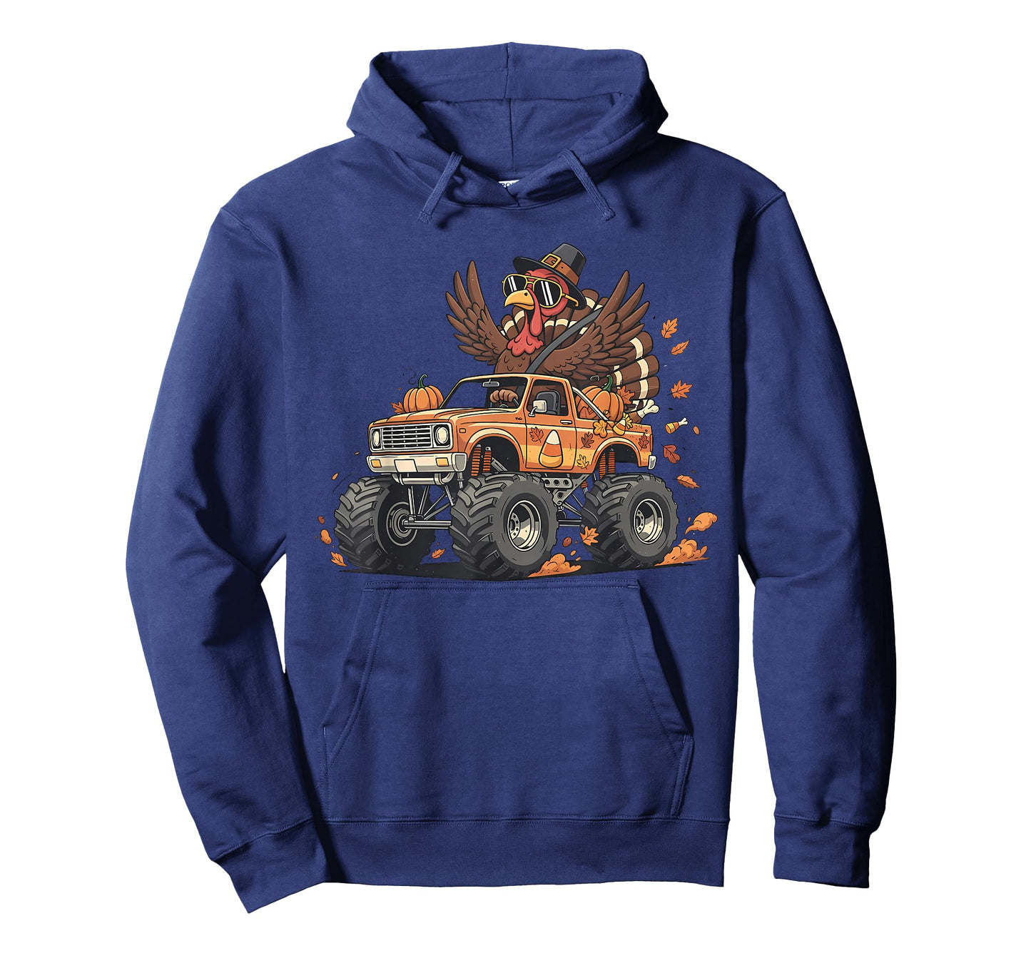Cute Turkey Riding Monster Truck Thanksgiving Men Boys Kids T-Shirt