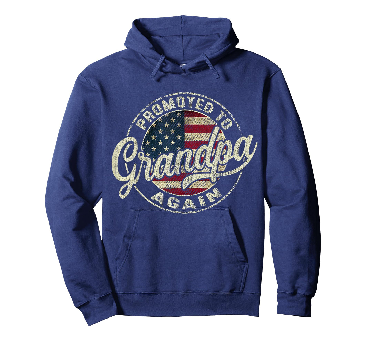 Mens Promoted to Grandpa Again Pregnancy Expecting Baby USA Flag T-Shirt
