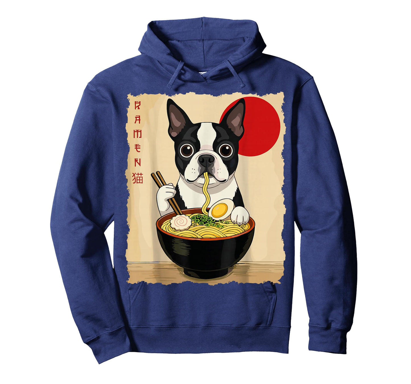 Funny Boston Terrier Ramen Kawaii Anime Japanese Graphic Men T-Shirt