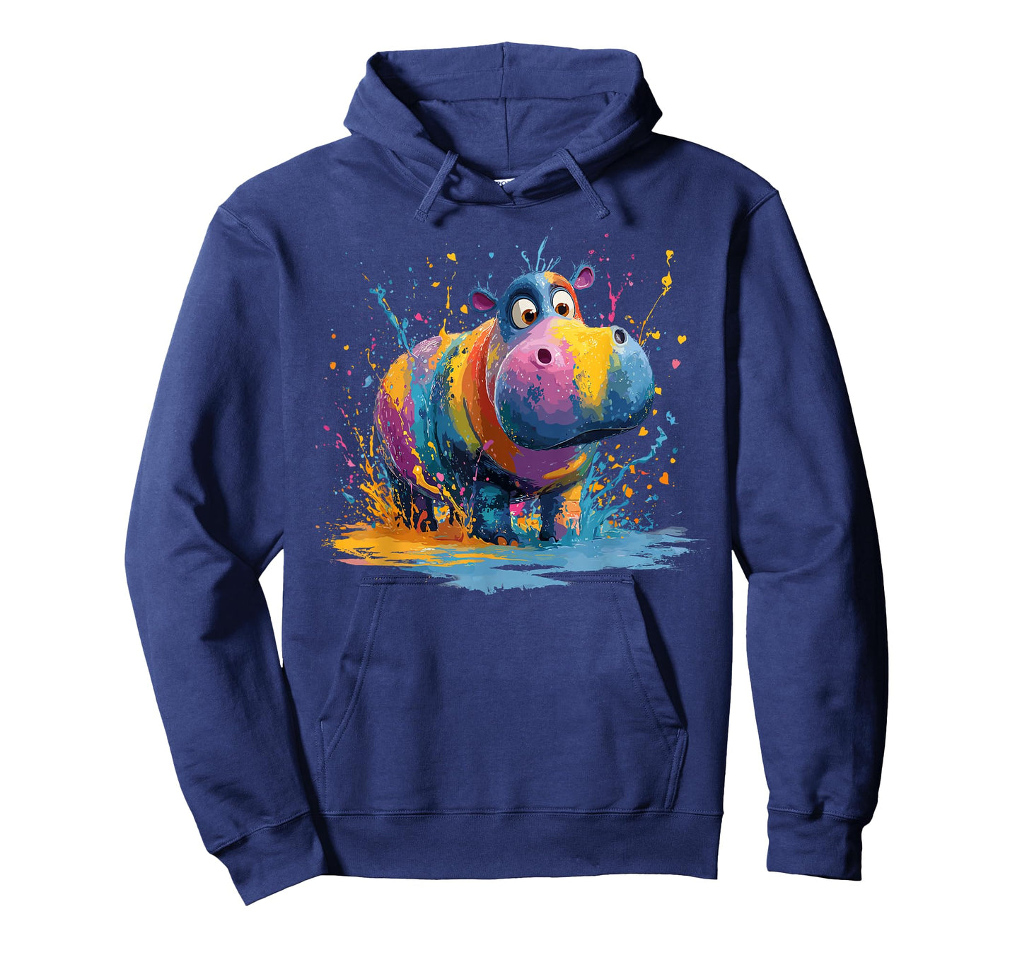 Rainbow Hippo Paint Splash Expression T-Shirt