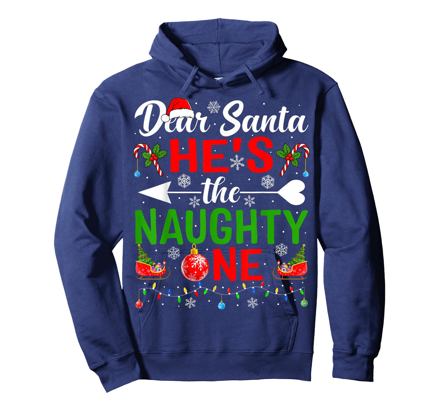 Dear Santa He's The Naughty One Pjs Couples Christmas Couple T-Shirt
