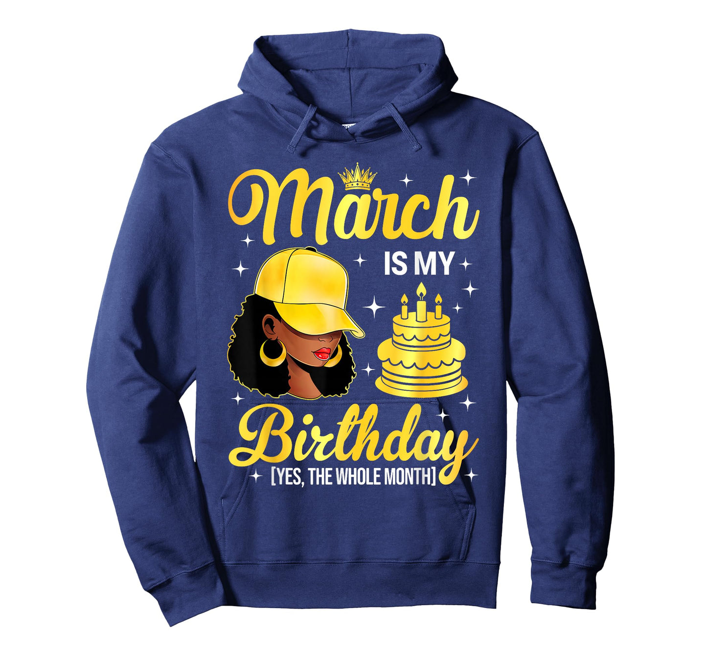 March is My Birthday Black Woman Afro Queen Bday Month T-Shirt