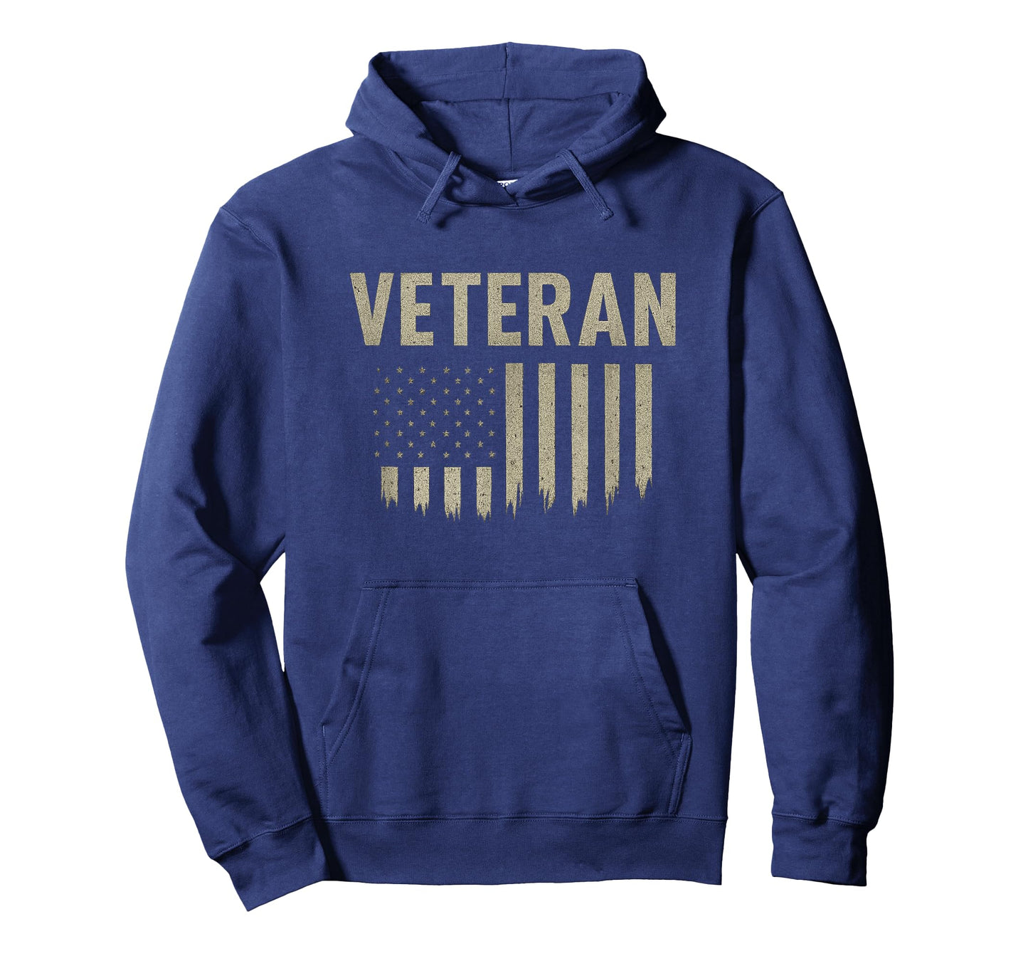 Veteran with Distressed USA Flag Printed on Back T-Shirt