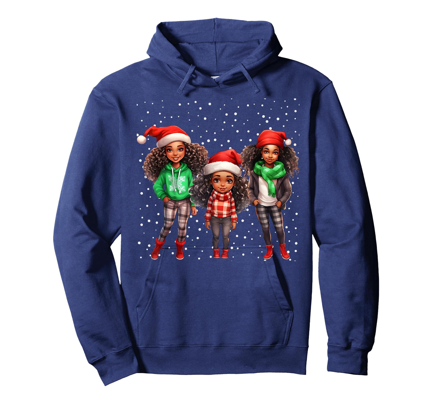 Cute Christmas Black Afro African Santa Hat Melanin Kids T-Shirt